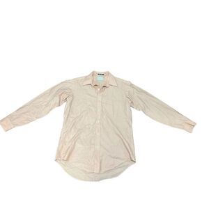 Oscar de la renta peach silken touch button up dress shirt 15 1/2 -3